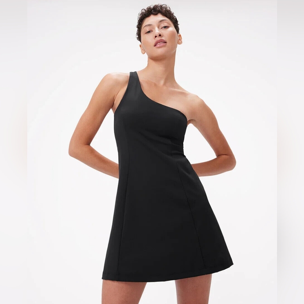 Outdoor Voices One Shoulder Black Dress
